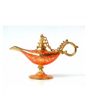 Lampe merveilleuse d'Aladin couleur corail dorée avec sa boite cadeau 