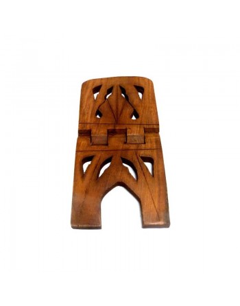 Grand porte Coran artisanal en bois sculpté de jolis motifs (38 cm) 