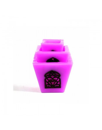 Ensemble de trois photophores de bougies décoratives marocaines de couleur mauve 