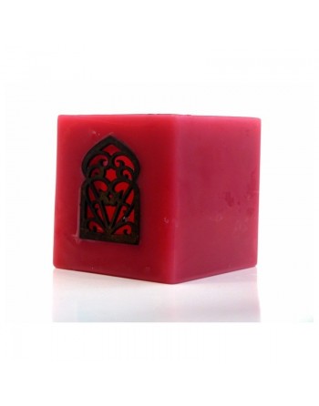 Photophore moyen décoratif marocain de couleur rouge 