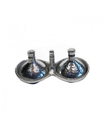 Tajine double décoratif marocain en aluminium martelé 