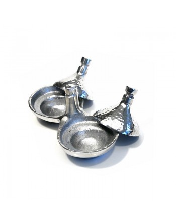 Tajine double décoratif marocain en aluminium martelé 