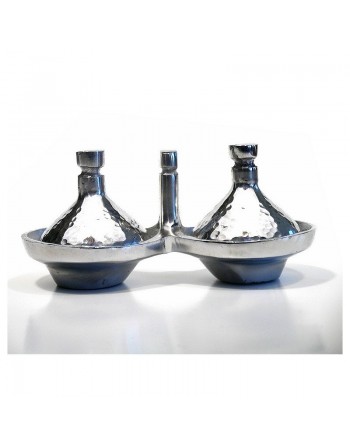 Tajine double décoratif marocain en aluminium martelé 