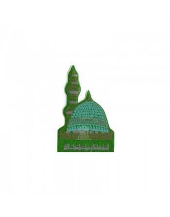 Autocollant "La Mosquée de Medine" vert holographique - salat salam ala rasoul allah 