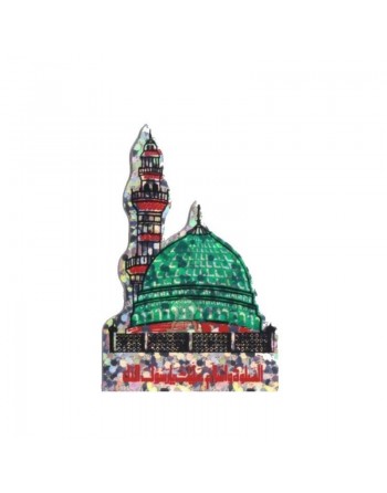 Autocollant "La Mosquée de Medine" holographique vert (salat salam ala rasoul allah) 