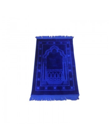 Grand tapis de luxe épais couleur Bleu avec motifs discrets (Mihrab) 