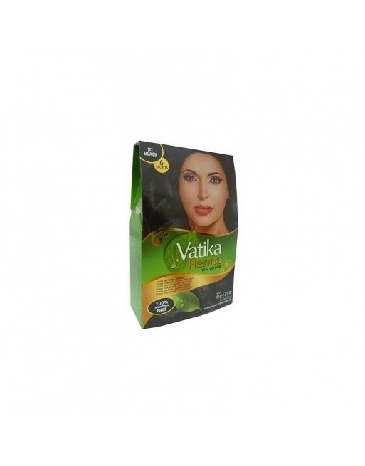 Henné noir VATIKA pour coloration des cheveux "Jet Black" sans ammoniaque (6 sachets x 10 gr) 