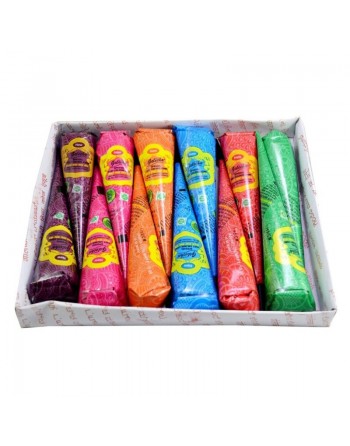 Pack de 12 cônes de Henné Multi Couleur pour Tatouage 