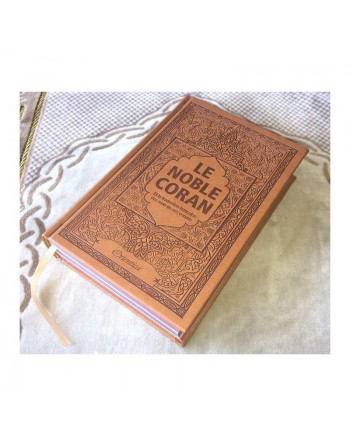 Le Noble Coran avec pages en couleur Arc-en-ciel Rainbow - Bilingue français-arabe) - Couverture Cuir de couleur marron 