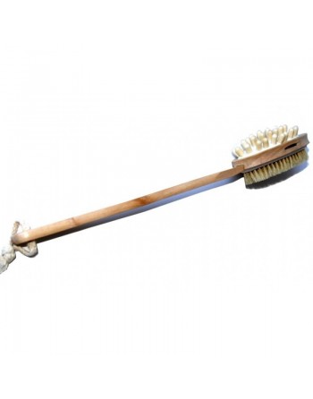 Brosse en bois double face avec côté exfoliant et côté massage (pour le dos et le corps) 
