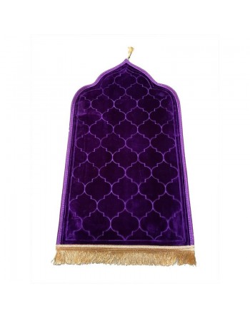 Tapis de prière original en forme de Mihrab avec parties dorées (Sajjada adulte Design Mehrab / Mosquée) - Couleur violet 