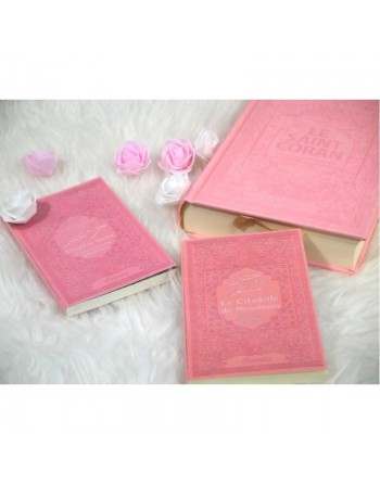Pack Cadeau pour femme musulmane - Rose claire Le Saint Coran. Chapitre Amma et La citadelle du musulman (3 livres en français-a