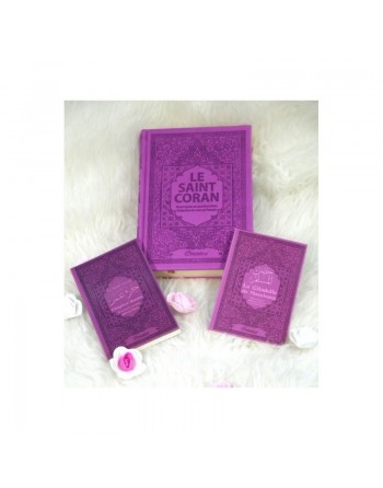 Coffret/Pack Cadeau pour offrir Couleur Mauve pour femmes musulmanes : Le Saint Coran, Chapitre Amma (Juz' 'Ammâ) et La citad...