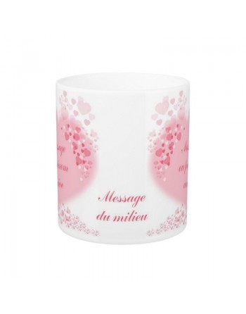 Mug personnalisable avec deux grands coeurs roses 