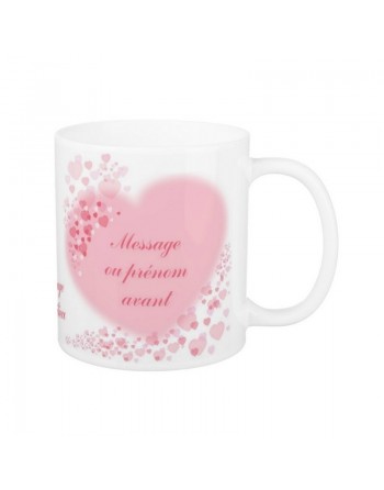 Mug personnalisable avec deux grands coeurs roses 