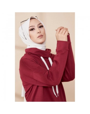 Ensemble décontracté sweat et pantalon (Tenue Sport Hijab) - Couleur bordeaux 