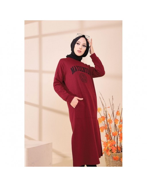 Robe - Tunique longue décontractée pour femme (Vêtement Hijab Moderne et Sport) - Couleur bordeaux Robe - Tunique longue décontractée pour femme (Vêtement Hijab Moderne et Sport) - Couleur bordeaux