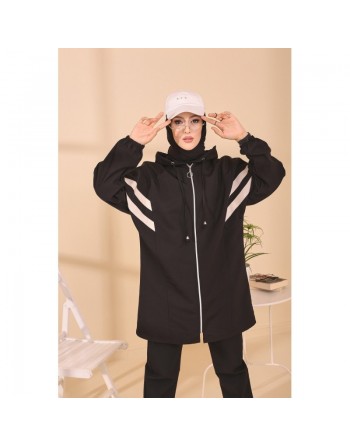 Imperméable à capuche femme (Vêtement Hiver Tendance Saisons Automne Hiver) - Couleur noir 