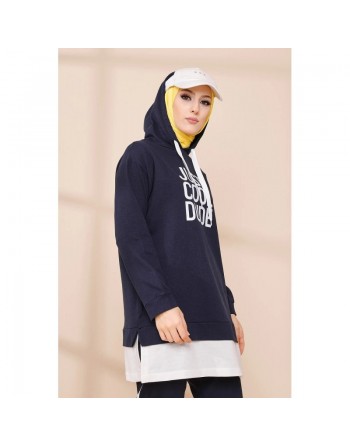 Survêtement avec extension blanche - Sweat à capuche imprimé et pantalon (Boutique de vêtement Chic pour femme voilée)... 
