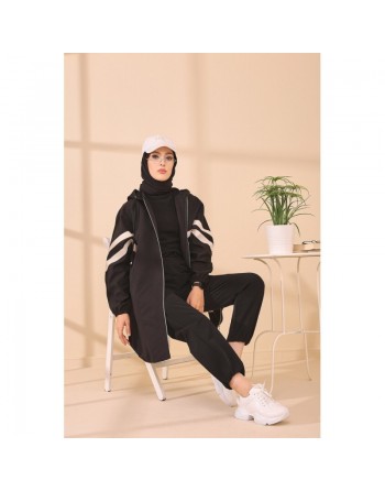 Imperméable à capuche femme (Vêtement Hiver Tendance Saisons Automne Hiver) - Couleur noir 