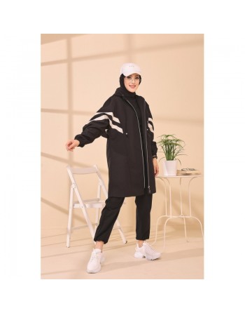 Imperméable à capuche femme (Vêtement Hiver Tendance Saisons Automne Hiver) - Couleur noir 