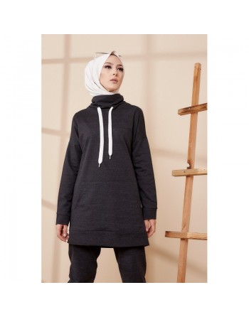 Ensemble décontracté sweat et pantalon (Tenue Sport Hijab) - Couleur anthracite 