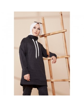 Ensemble décontracté sweat et pantalon (Tenue Sport Hijab) - Couleur anthracite 