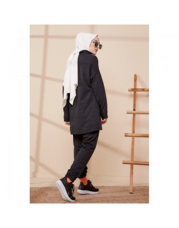 Ensemble décontracté sweat et pantalon (Tenue Sport Hijab) - Couleur anthracite 