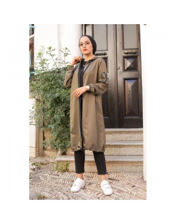 Veste Sweat zippé long et ample à capuche (Cape Sportswear) - Couleur Kaki 