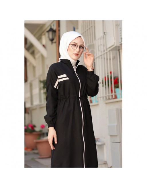 Veste moderne style décontracté avec fermeture zip (Vetement femme voilée) - Couleur noir Veste moderne style décontracté avec fermeture zip (Vetement femme voilée) - Couleur noir
