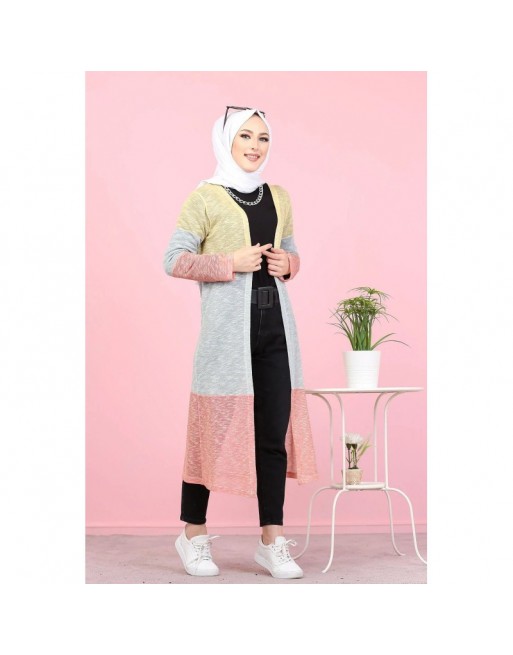 Cardigan Gilet long tricolore style décontracté moderne (Veste hijab moderne - Modest fashion France) - Couleur Jaune... Cardigan Gilet long tricolore style décontracté moderne (Veste hijab moderne - Modest fashion France) - Couleur Jaune...