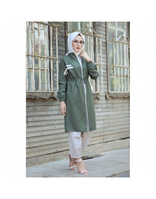 Veste moderne style décontracté avec fermeture zip (Vetement femme voilée) - Couleur kaki Veste moderne style décontracté avec fermeture zip (Vetement femme voilée) - Couleur kaki