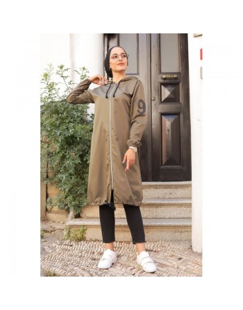 Veste Sweat zippé long et ample à capuche (Cape Sportswear) - Couleur Kaki 