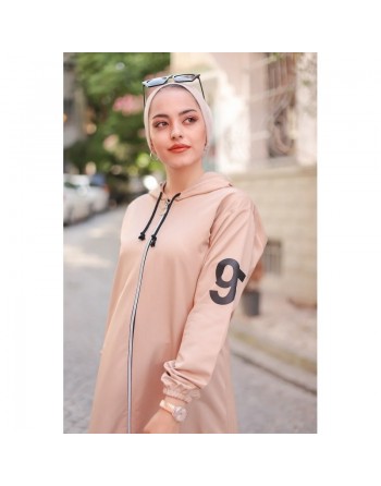 Veste Sweat zippé long et ample à capuche (Cape Sportswear) - Couleur Vison 