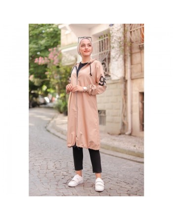 Veste Sweat zippé long et ample à capuche (Cape Sportswear) - Couleur Vison 