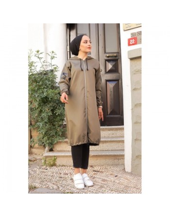 Veste Sweat zippé long et ample à capuche (Cape Sportswear) - Couleur Kaki 