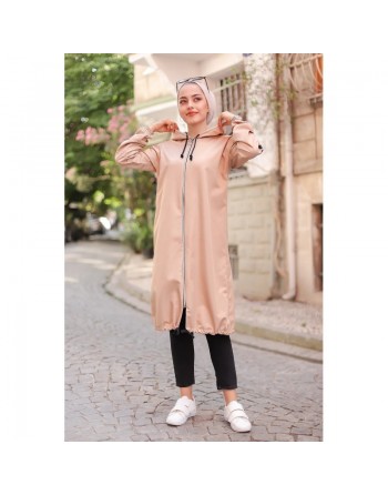 Veste Sweat zippé long et ample à capuche (Cape Sportswear) - Couleur Vison 
