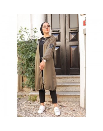 Veste Sweat zippé long et ample à capuche (Cape Sportswear) - Couleur Kaki 
