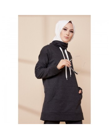 Ensemble décontracté sweat et pantalon (Tenue Sport Hijab) - Couleur anthracite 
