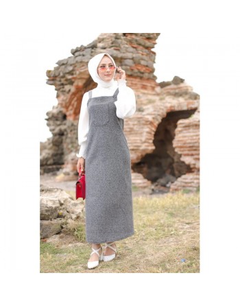 Combinaison-Salopette collection Automne-Hiver (Vetement Hijab pour femme voilée) - Couleur noir et gris 