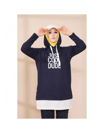 Survêtement avec extension blanche - Sweat à capuche imprimé et pantalon (Boutique de vêtement Chic pour femme voilée)... 
