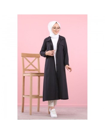 Trench femme - Veste longue (Vetement hijab pour musulmane) - Couleur noir 