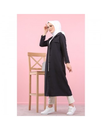 Trench femme - Veste longue (Vetement hijab pour musulmane) - Couleur noir 
