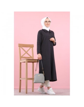 Trench femme - Veste longue (Vetement hijab pour musulmane) - Couleur noir 