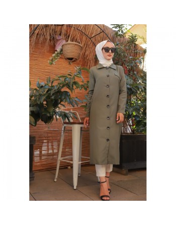 Trench - Veste longue (Manteau léger pour femme voilée) - Couleur kaki 