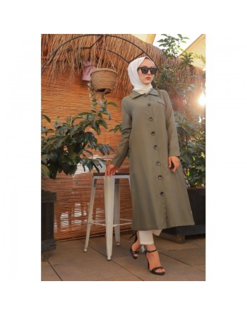 Trench - Veste longue (Manteau léger pour femme voilée) - Couleur kaki 