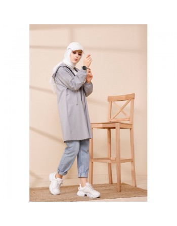 Trench parka pour femme (Vetement tendance automne hiver) - Couleur gris 