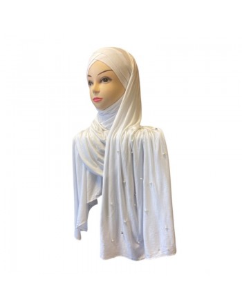 Châle avec bonnet magnétique perlé - Couleur Blanc 