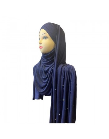 Châle avec bonnet magnétique perlé - Couleur Bleu gris 