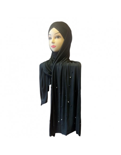 Châle avec bonnet magnétique perlé - Couleur Noir Châle avec bonnet magnétique perlé - Couleur Noir
